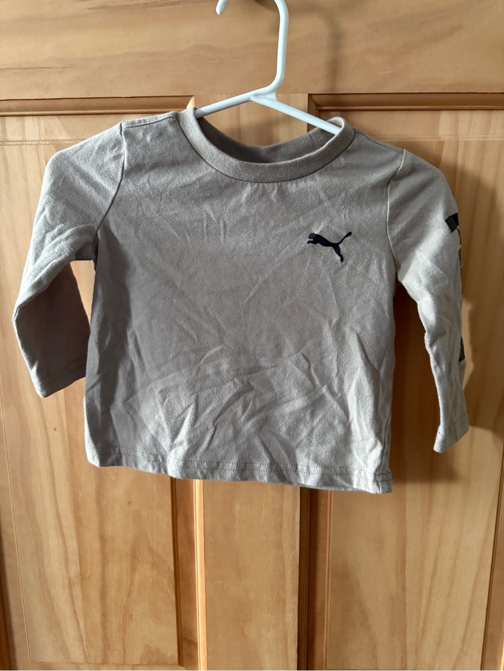 Like New, Boys Puma Long Sleeve T-Shirt Size 12 Months Tan & Black Colors